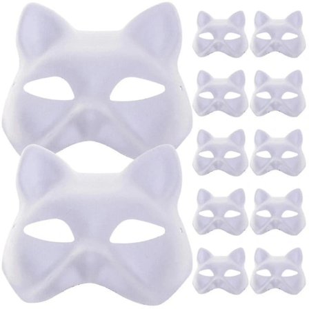 12 stk. Kattemaske Maskerekvisitter Sceneopptreden Blank Maske