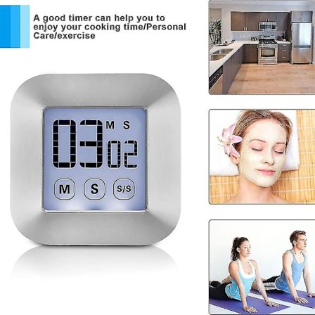 Touchscreen Digital Kitchen Timer Magnetic Stopwatch Lcd Display