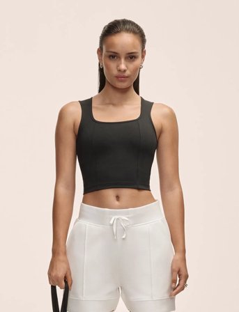 Casall Edge Crop Top - Black - M
