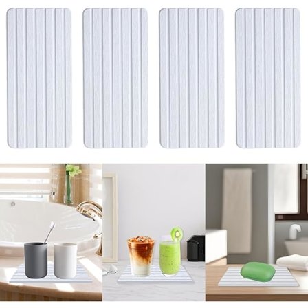 4 stykker kiselgur såpeholdere, Diatomitt underlag vannabsorberende, hurtigtørkende kiselgur vannabsorberende dryppmatte (hvit)