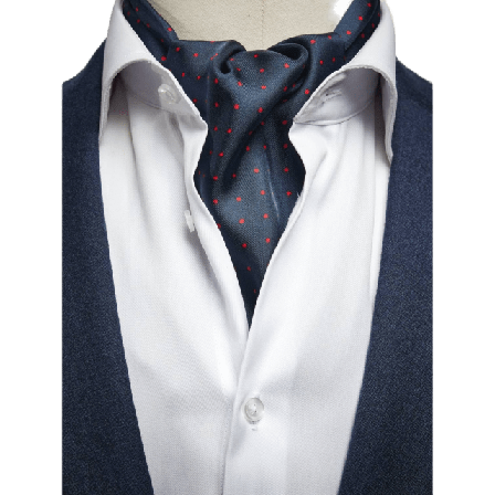 John Henric Silk Double Pointed Ascot Dot Kostymtillbehör Herr Blå ONESIZE