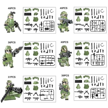 Building Blocks Action Bricks Military Commandos WWII Army Soldiers Marine Corps Bricks Toys