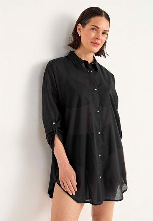 Cellbes of Sweden - Strandskjorta med uppvikbara ärmar - svart - för damer - 42/44