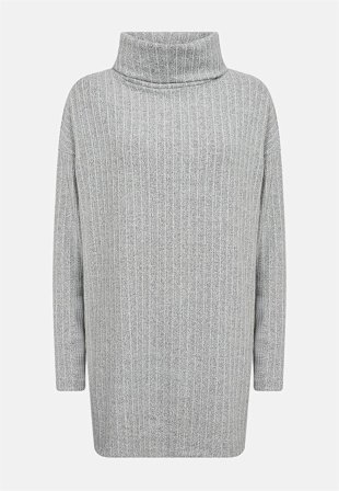 Soyaconcept - Blød jerseytunika med bred turtleneck i gråmeleret til damer i størrelse M (40) - Cellbes
