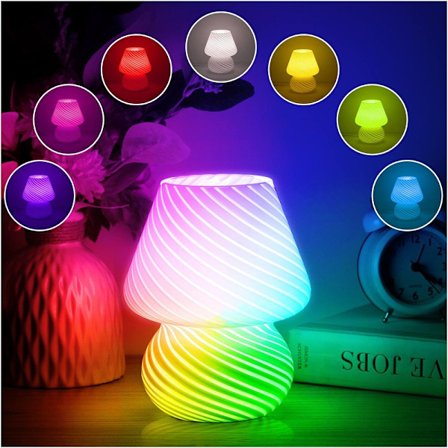 Bordlampe Farveskiftende glas svampelampe