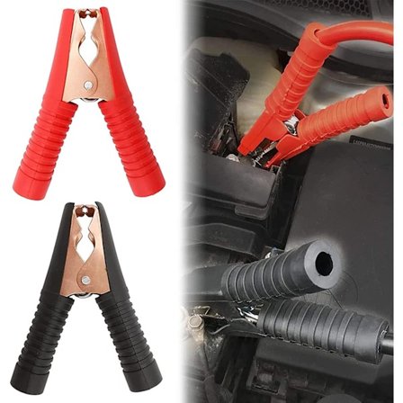 Bilbatteriladere Alligator Clips, Isolerte Batteriklemmer, 2stk E