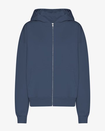 Organic Oversized Zip Hood - Petrol Blue