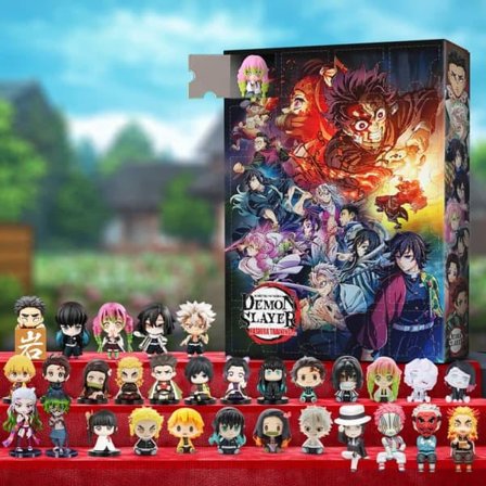 Auledio Demon Slayer Adventskalender 2025 24 dager 2D Akryl Anime Juledekorasjon Gavesett