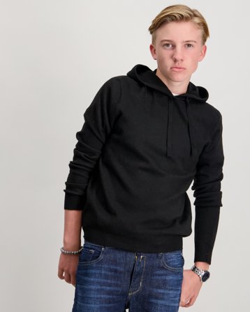 RYVLS Justin Soft Knit Hoodie Zwart Hoodies Jongens - Kids Brand Store