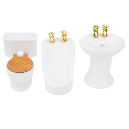 1/24 nukkekodin set, simulointi keraaminen kylpyamme wc-allassarja, valkoinen