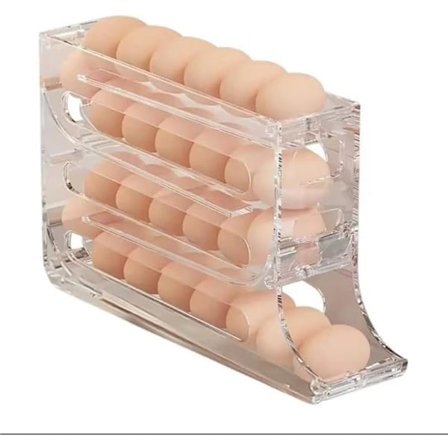 Äggförvaring för kylskåp med 30 ägg - Automatisk rullande äggdispenser för kylskåp, transparent