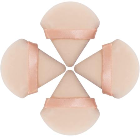 4 stk. pudderpuf, trekantpudderpuf til presset pudder - beige color