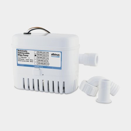 Submersible electric bilge pump Albin Pump Automatic 750 GPH (50 litres/min), 12 V, automatic operation start, with float switch