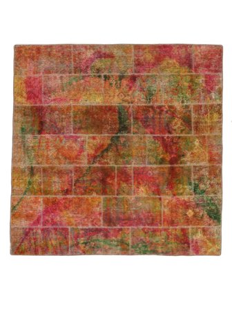 Hand Knotted Persian Patchwork Rug 210X210 Brown/Dark Red