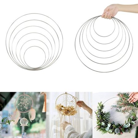 1pairs Silver Color Big Dream Catcher Circle Ring Craft 15-40cm Metal Rings For Dream Catchers Hoops Hanging DIY Connectors