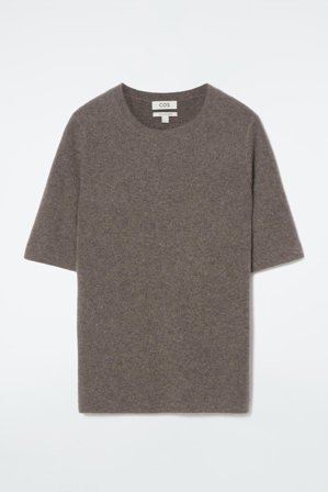 COS Women's Pure Cashmere T-Shirt in Brown