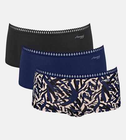 Sloggi Go Crush Short 3-Pak Blue - Dark Combination XL, Tøj & Bolig, Dametrusser, Hipster Trusser