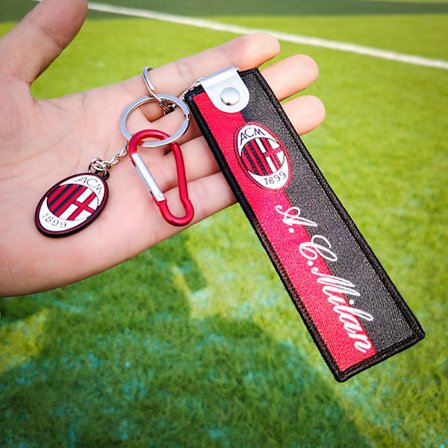 Fodboldklubs nøglering, fodboldholds rygsæk, bagagemærke og nøglemærke