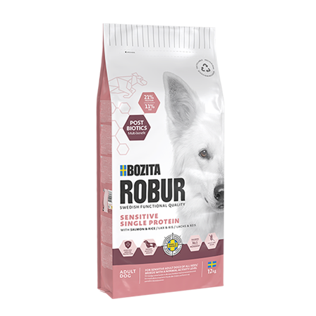 Bozita Robur - Adult Sensitive Single Protein Salmon 12kg - Hund - Hundefôr & hundemat - Tørrfôr for hund - ZOO.no