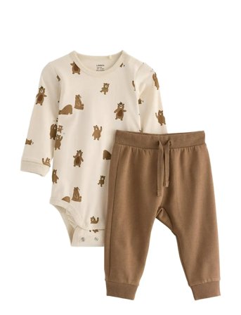 Lindex Set Body Trousers Back Focus - Beige - 80