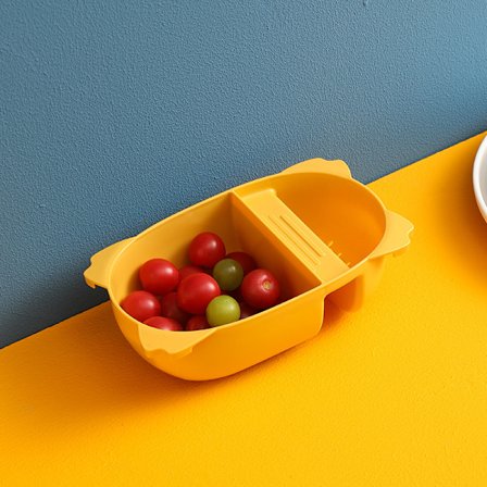 Multifunktionel kurv afløbssi, køkkenmadsamler til at filtrere køkkenaffald og vaske grøntsager frugt (GUL)