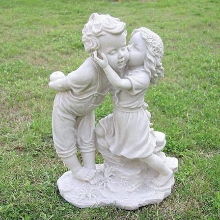 Havedekorationer Piger Kysser Drenge Skulpturer Harpiks Have Statuer Terrasse Landskab Plæne