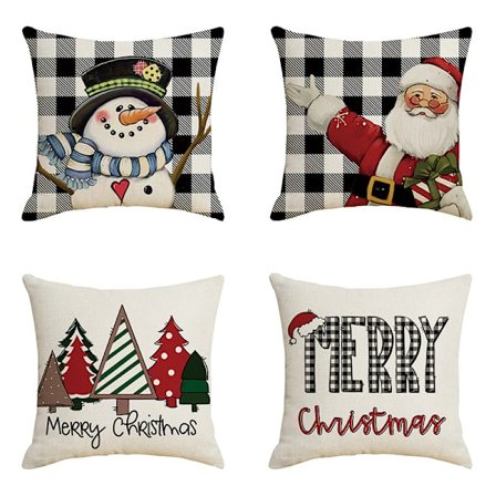 Julepudebetræk 45x45 cm 4-delt sæt Julepudebetræk Sofapudebetræk Juledekorative pyntepudebetræk_1