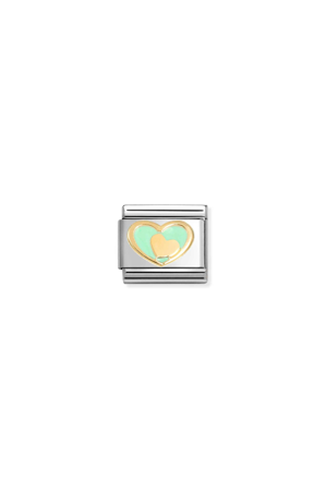 Symbols 18K Gold Heart in Heart pastel green