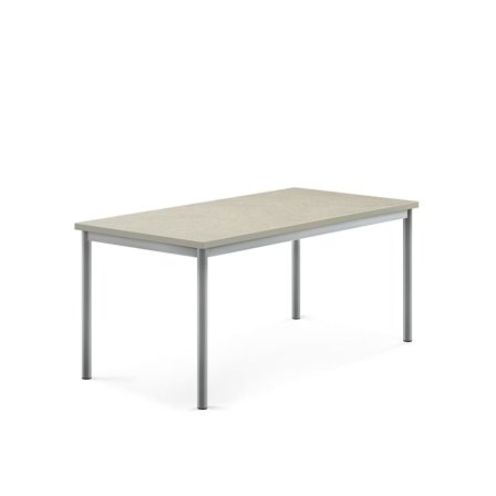 Desk SONITUS, 1400x700x600 mm, grey linoleum, alu grey