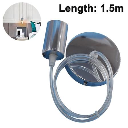 Metallivalaisimen ripustus, E27-lampun pistorasiat kaapelilla, johtoheiluri, riippuvalaisimen johto, ihanteellinen kattovalaistukseen 1,5 m hopea 1.5M