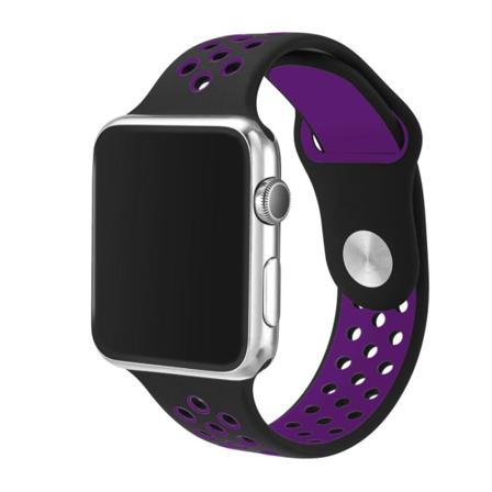 För Apple Watch 42/44mm L Silikon Sport Klockarmband Svart