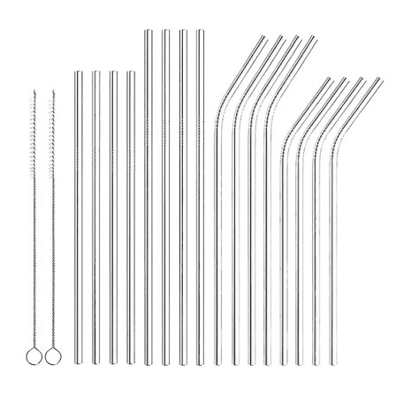 Rustfrie sugerør Gjenbrukbare sugerør. Gjenbrukbare sugerør. Metall sugerør. Metall sugerør Rengjøringsbørster 18 stk