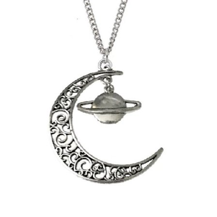Halsband Måne Saturnus Crescent Moon Planet Pagan