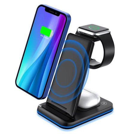 Trådløs oplader, induktiv ladestation til Apple Watch og sort