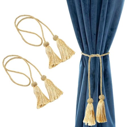 Gardinbånd i retrostil, 2 stk. sett med duskrok, snor og bånd, kompatibel med alle gardiner