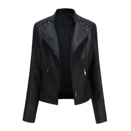 Damer Pu-läder Lapel Neck Blazers Långärmad Spetsjacka
