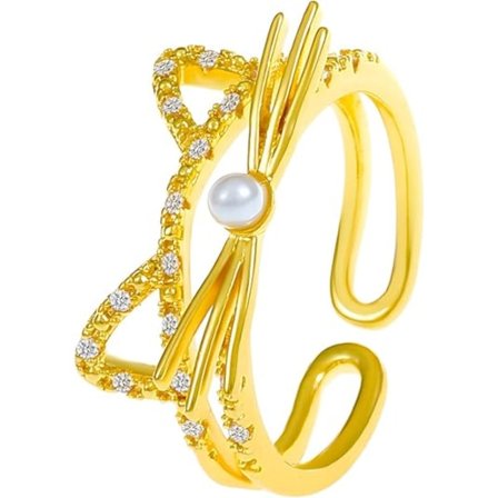 Söta Guld Kattringar för Kvinnor Silver Öppen Justerbar Kattansikte Uttalande Ring Smycken