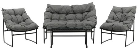 Venture Home Tina 2043-408 Loungeset soffa, bord, fåtöljer, svart/grått, Utemöbler