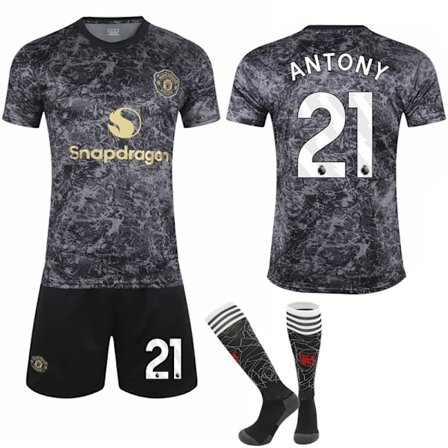 2024-2025 Manchester United Special Edition Svart Fotbollskit för Barn Vuxen No.21 ANTONY