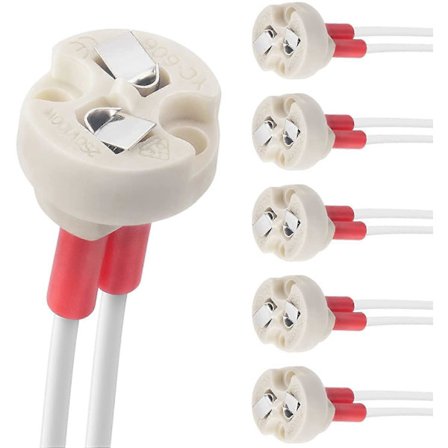 Bi-Pin Sokkel, G4, GU5.3, G6.35, GY6.35, GX5.3 MR16, GZ4 MR11, Halogen Gløde Sokkel Keramisk Krop Lampeholder (6 stk.) [DB]