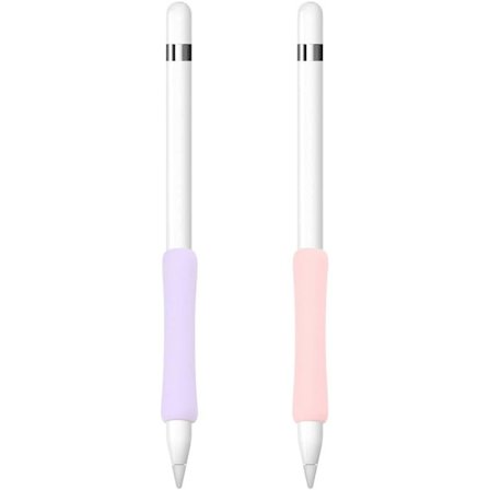 (Rosa/Lila) 2-pack Ergonomiskt Grepp Silikonskydd för Apple Pencil 2:a & 1:a Generationen iPad Pro Stylus Tillbehörskit