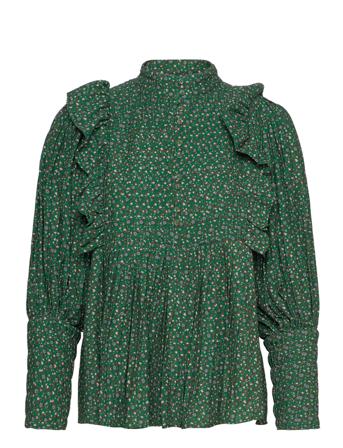 Plisse Blouse Bluse Langermet Grønn By Ti Mo*Betinget Tilbud