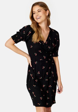 Pieces Nya 2/4 Wrap Dress Desert Sage AOP:Frui Klær