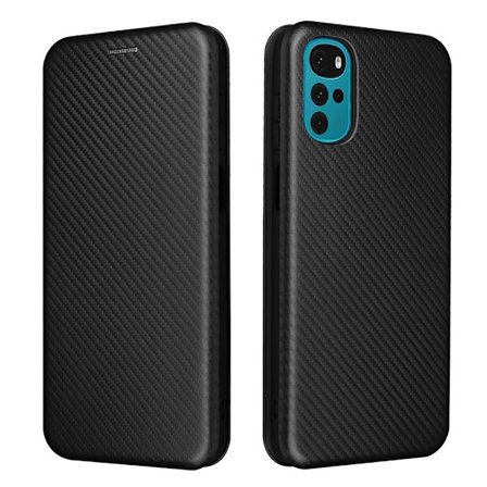 SKALO Motorola Moto G22 Carbon Fiber Pungetui - Sort