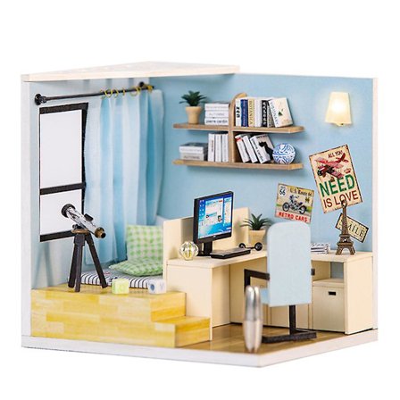 Pienoiskoossa oleva talolelu DIY puinen koottava nukkekodin koriste joululahja[D]