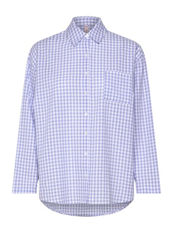 Jacket Ls Seersucker Check Toppi Blue Hunkemöller