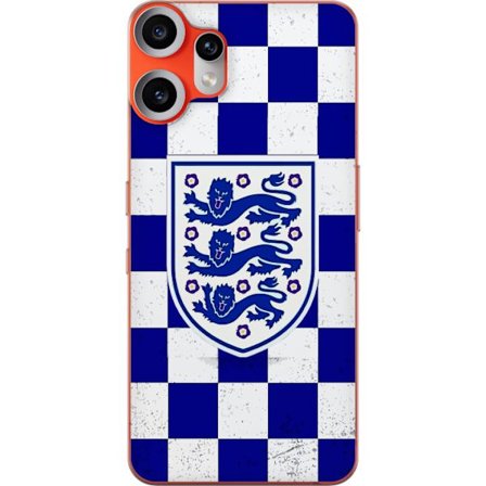 Kompatibelt Mobilskal till Nothing Nothing CMF Phone 2 Pro Grafiskt schackrutigt mönster i blått och vitt med klassiskt heraldiskt emblem, retroinsp