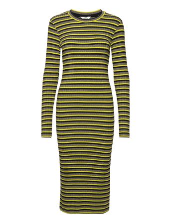 5X5 Lurex Stripe Duba Dress Dresses T-shirt Dresses Grønn Mads Nørgaard*Betinget Tilbud