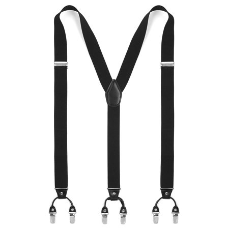 XL Wide Black Clip-On Braces for Men - Clip-on braces & suspenders
