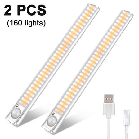 Pakke med 2 stk. 160 LED skabslys med bevægelsessensor KLB